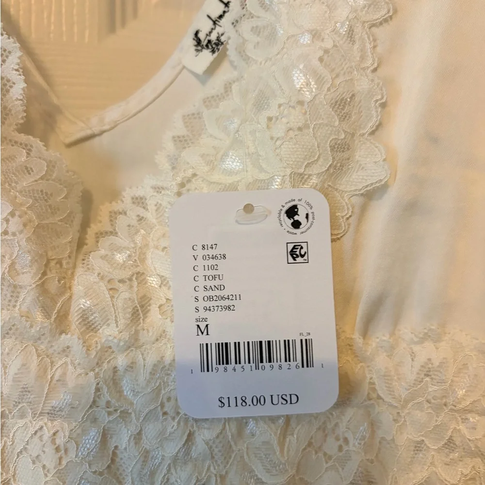 Free People Cream Lace-Trim Chemise - Picture 4 of 5